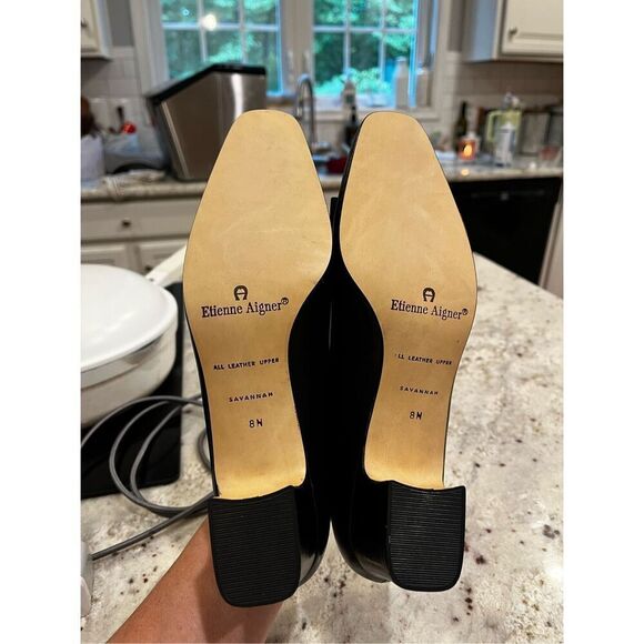 Etienne Aigner Savannah Black Leather Low Heel Sz 8N NWT - Picture 7 of 7